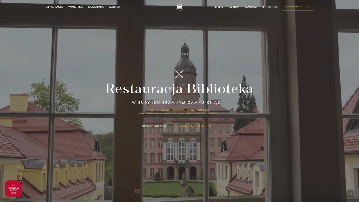 Strona Restauracja Biblioteka, realizacja BezLaga