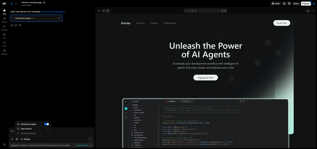 Interfejs v0 by Vercel